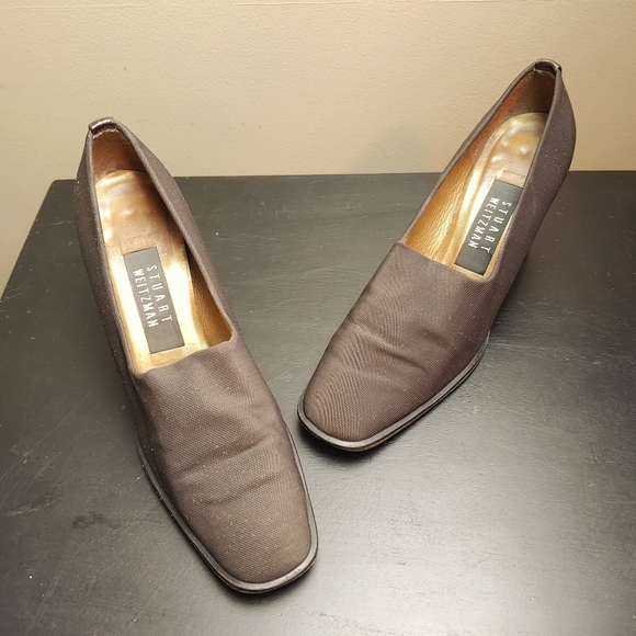 Stuart Weitzman block heel cloth pumps narrow fit - Picture 1 of 14